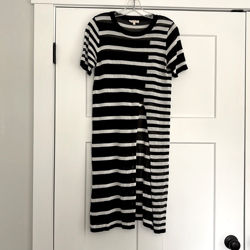 Sheer Black and White Striped Tunic